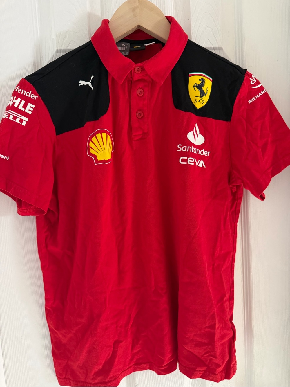 Puma Red Polo with Black Trim and Ferrari Shield